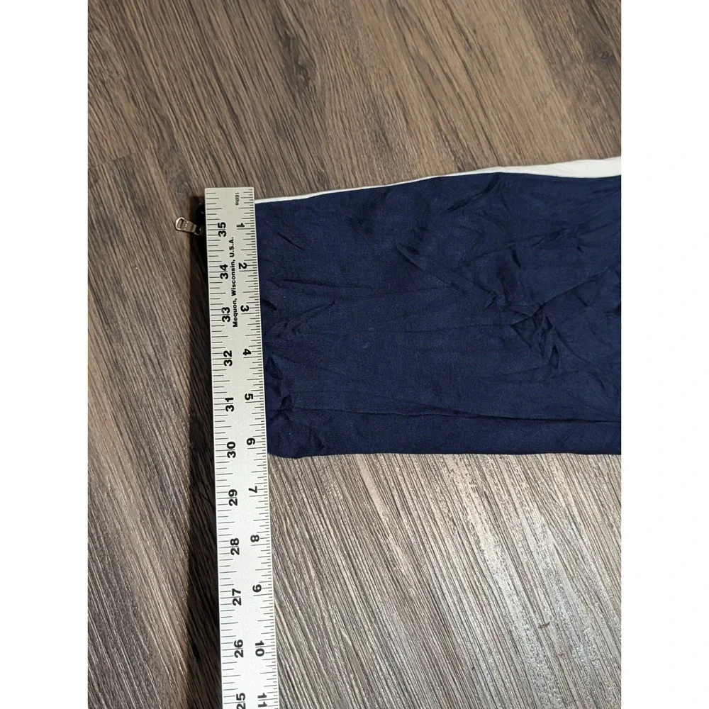 Polo Ralph Lauren Mens Large Navy Blue Track Pants White Stripe Zipper Cuffs